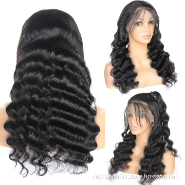 Uniky Cheap Human Hair Wigs For Black Women Brazilian Virgin Cuticle Aligned Human Hair 4x4 Lace Front Wig Loose Wave Hot Sale